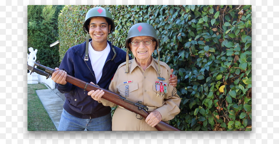 Rishi Sharma And Bazooka Joe Pietroforte Marine Helmet Ww2 Gun, Weapon, Firearm, Rifle Free Transparent Png