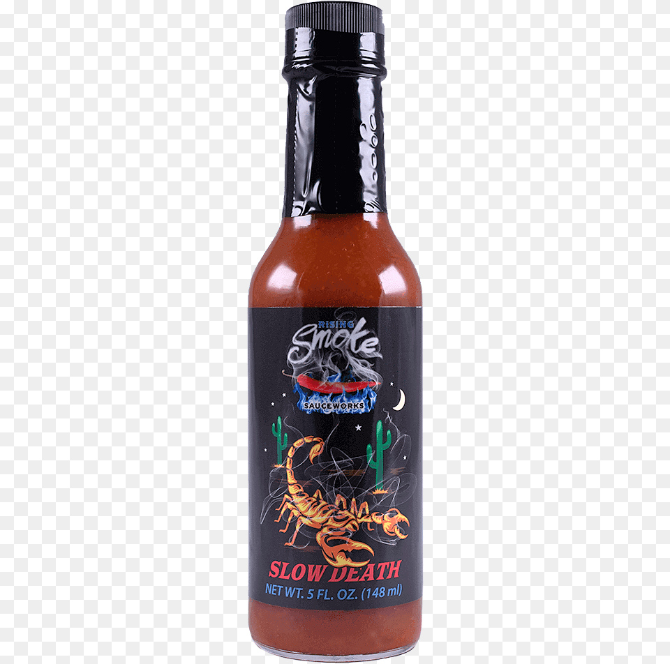 Rising Smoke Slow Death Hot Sauce Bottle Insect, Alcohol, Beer, Beverage, Food Png Image