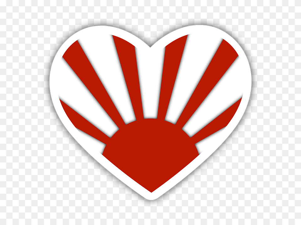 Rising Sun Red Heart Sticker, Logo Png Image