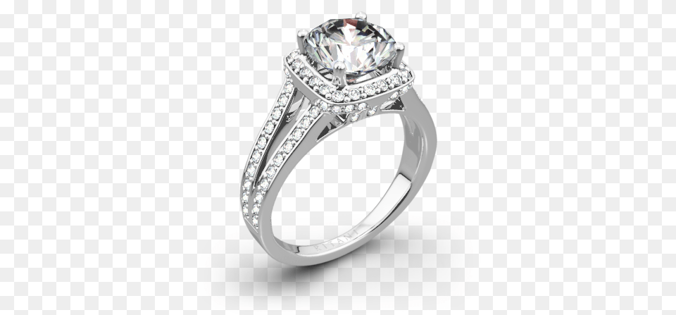 Ritani Masterwork Split Shank Drop Halo Split Shank Engagement Ring, Accessories, Diamond, Gemstone, Jewelry Free Png