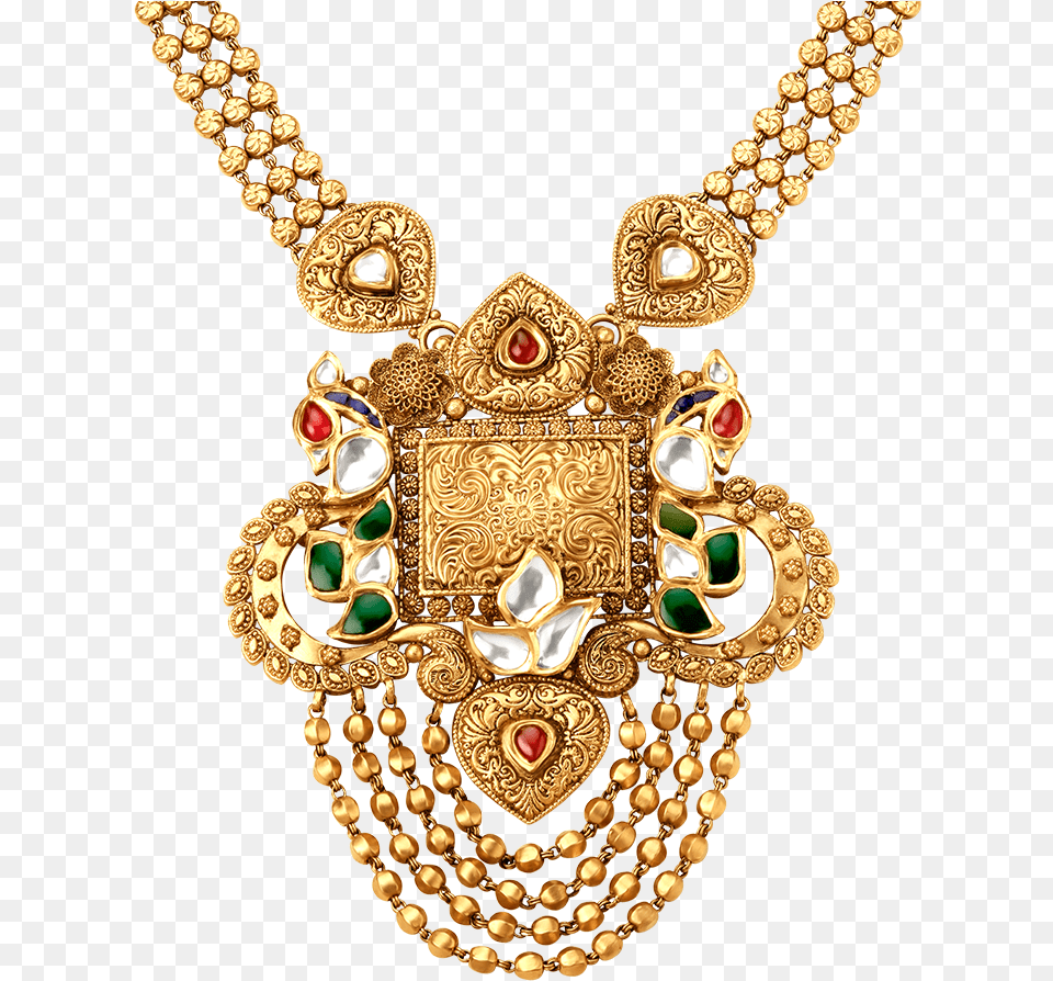Rivaah Glass Kundan 22kt Gold Neckwear Set Jewellery Necklace, Accessories, Jewelry, Pendant, Treasure Free Png