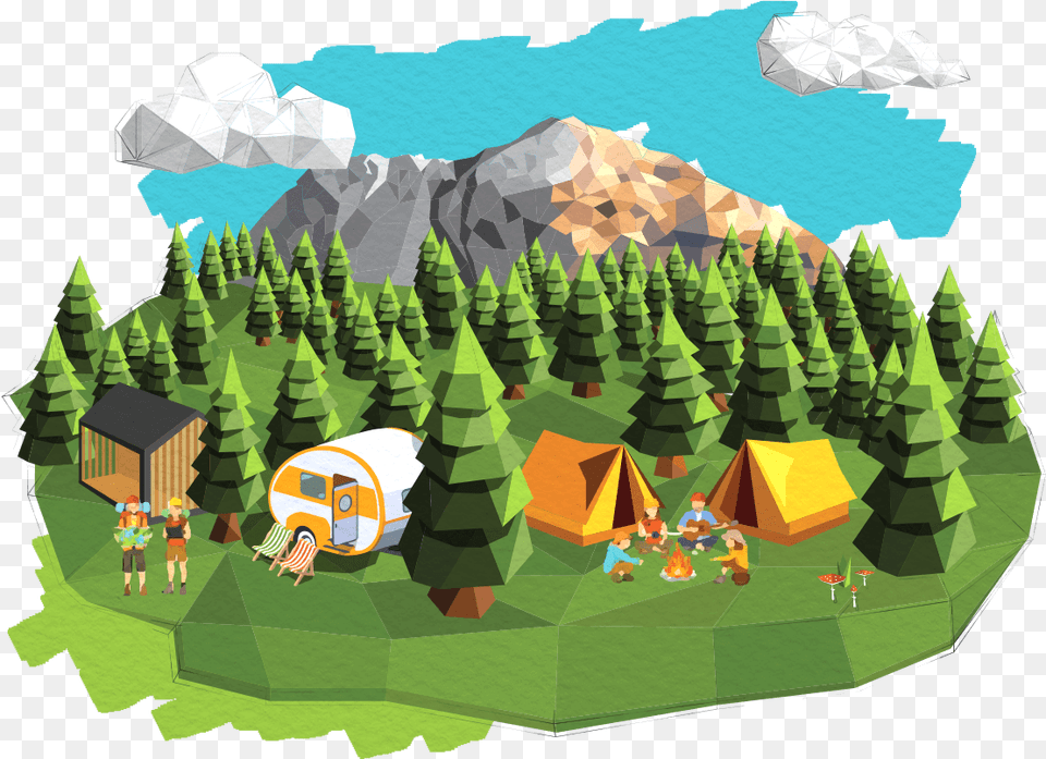 River Camping Bled Illustration, Outdoors, Tree, Tent, Plant Free Png