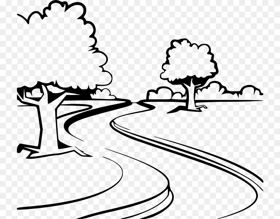 River Drawing Black And White Cartoon Bank, Gray Free Png