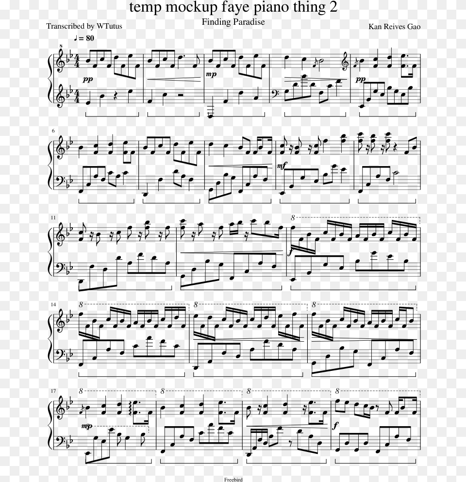 River Flows In You Sheet Music, Gray Free Transparent Png