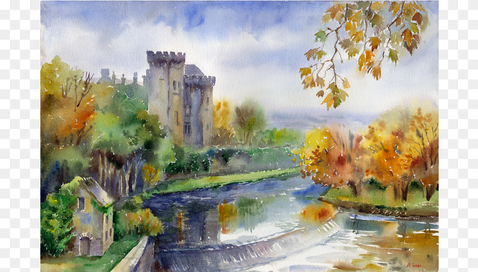 River Original Watercolour Castle Watercolour, Art, Painting, Outdoors, Water Free Transparent Png
