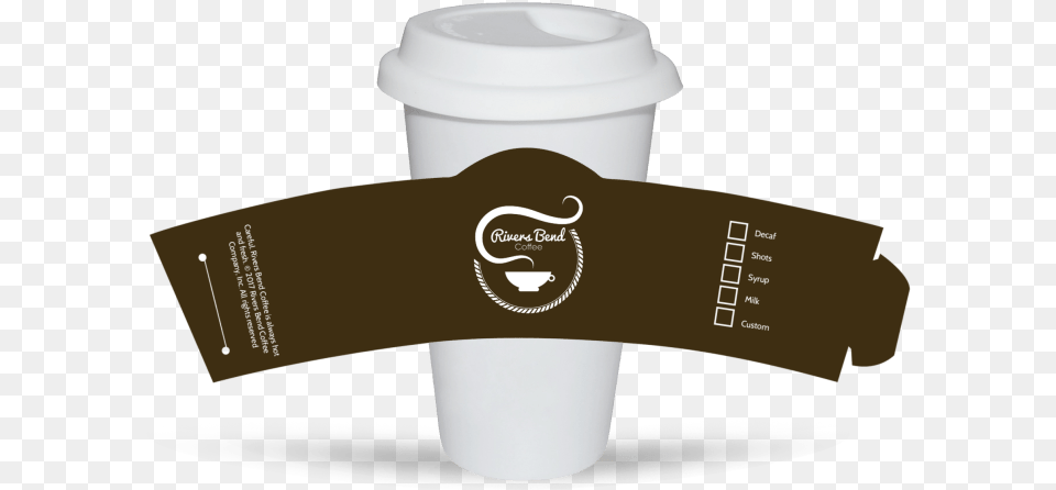 Rivers Bend Coffee Cup Sleeve Template Preview Cup Sleeve Template Psd, Bottle, Shaker, Beverage, Coffee Cup Png