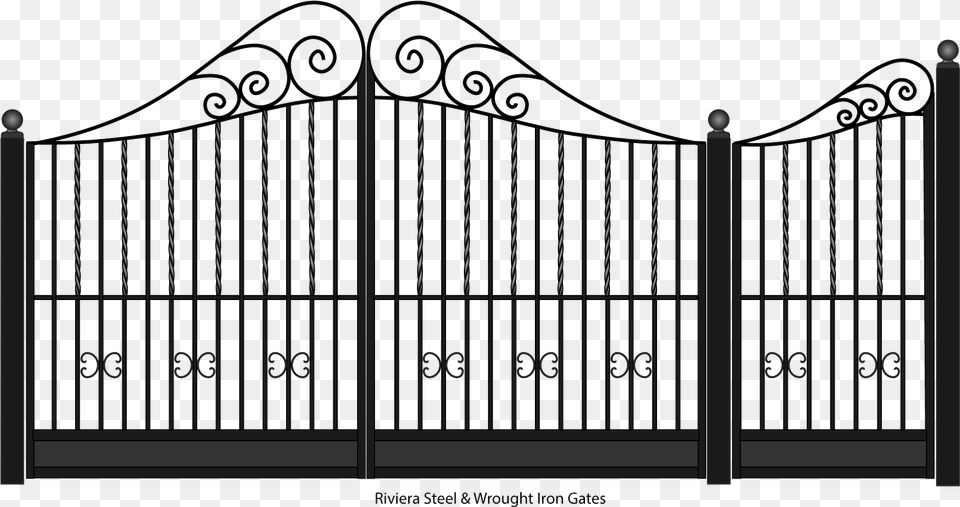Riviera Wrought Iron Entrance Gates Steel Gate Design, Fence Free Png Download