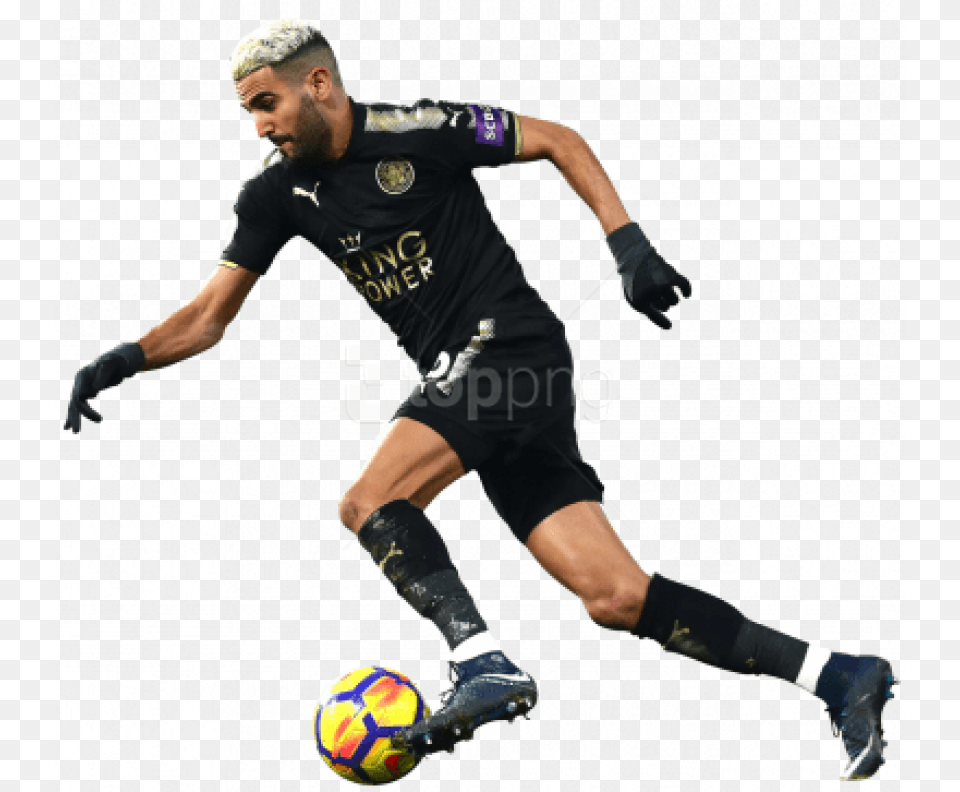 Riyad Mahrez Images Background Kick Up A Soccer Ball, Soccer Ball, Sport, Glove, Football Free Png Download