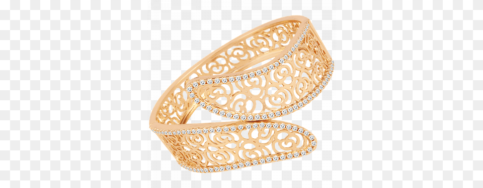 Rk Fashion 18k Gold Plated Cnc Cutting Rose Designed Paisley, Accessories, Jewelry, Ornament, Bangles Free Png Download