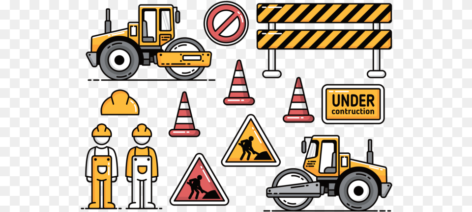 Road Construction With Road Roller Vector Icons Road Construction Vector, Person, Symbol, Sign, Tool Free Transparent Png