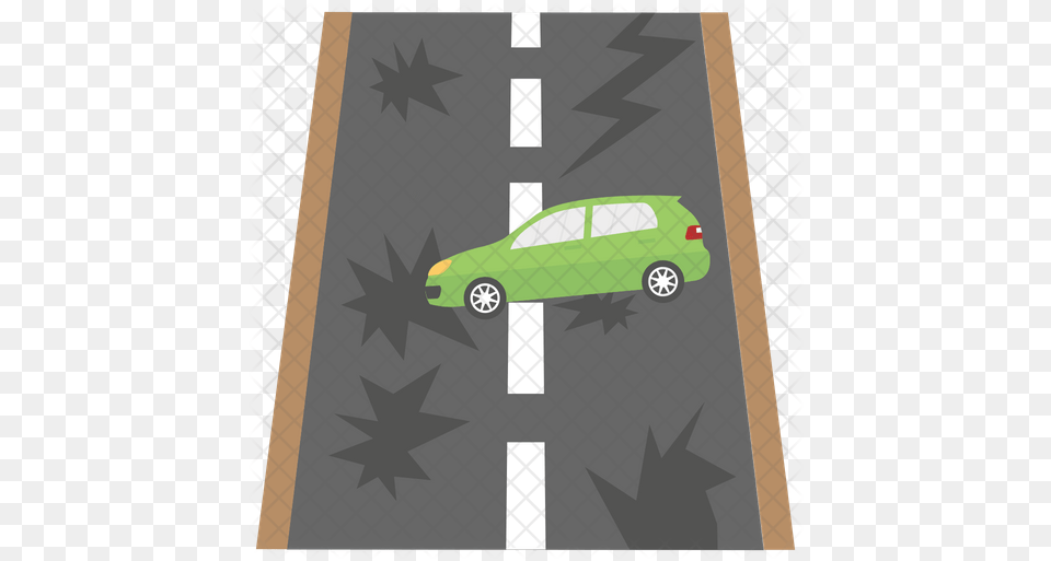 Road Destruction Icon Of Flat Style City Car, Transportation, Vehicle, Tarmac Free Png