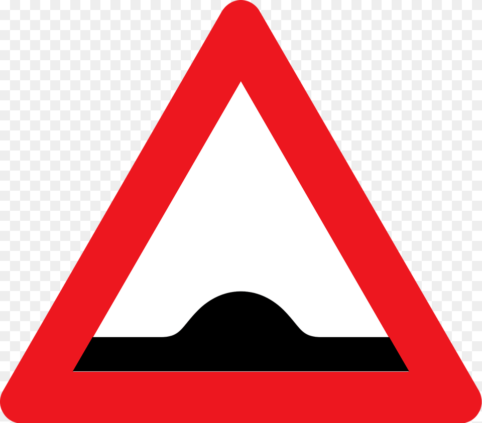 Road Hump Ahead Sign In Denmark Clipart, Symbol, Road Sign, Triangle, Dynamite Png