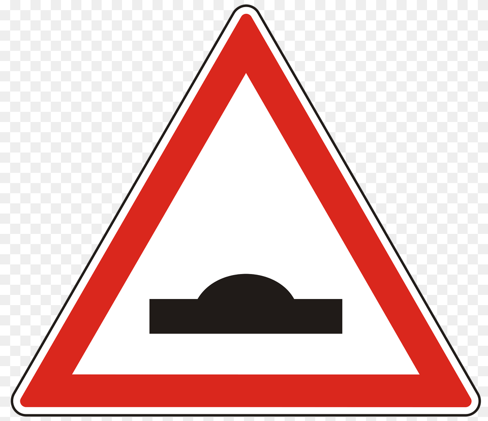 Road Hump Ahead Sign In Hungary Clipart, Symbol, Road Sign, Triangle Free Transparent Png