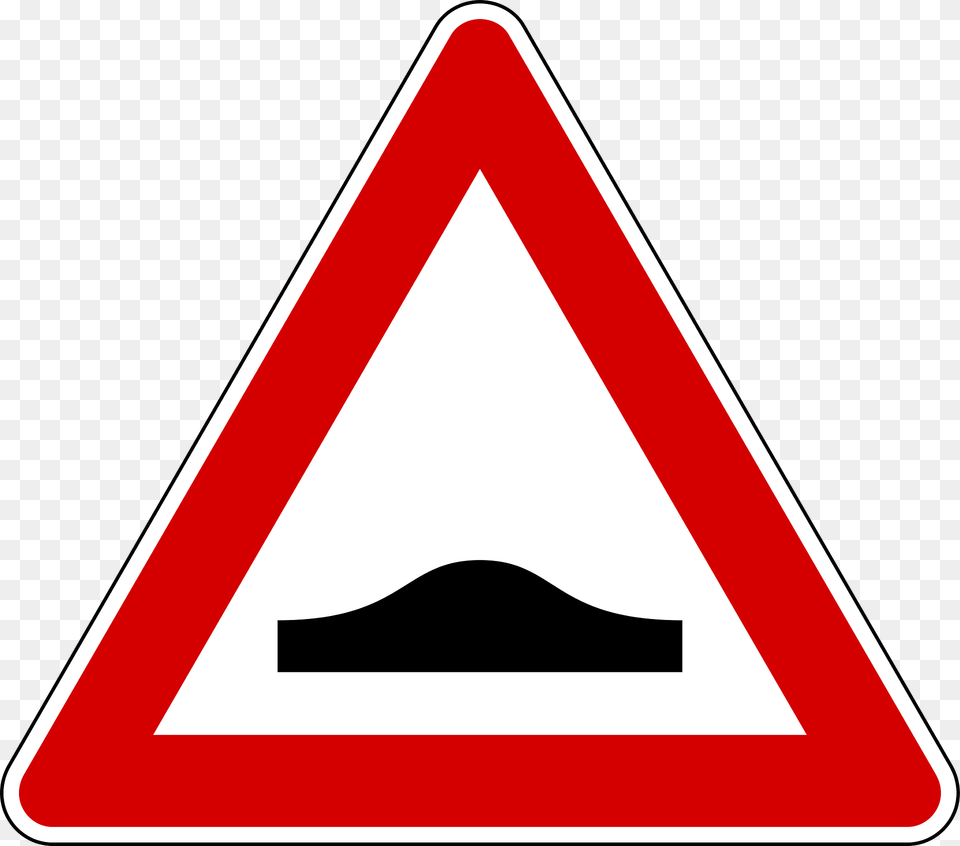 Road Hump Ahead Sign In Italy Clipart, Symbol, Road Sign, Triangle Png