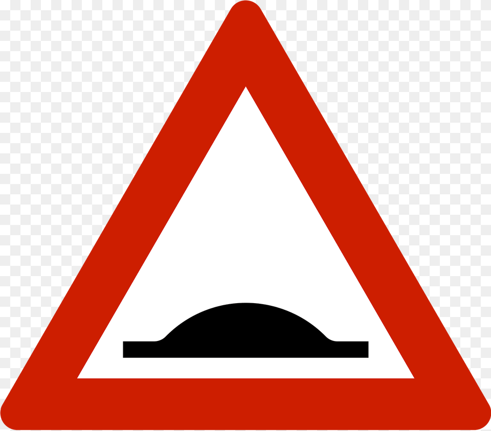 Road Hump Ahead Sign In Norway Clipart, Symbol, Road Sign, Triangle Png Image