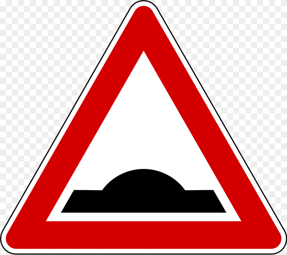 Road Hump Ahead Sign In Slovenia Clipart, Symbol, Road Sign, Triangle Png