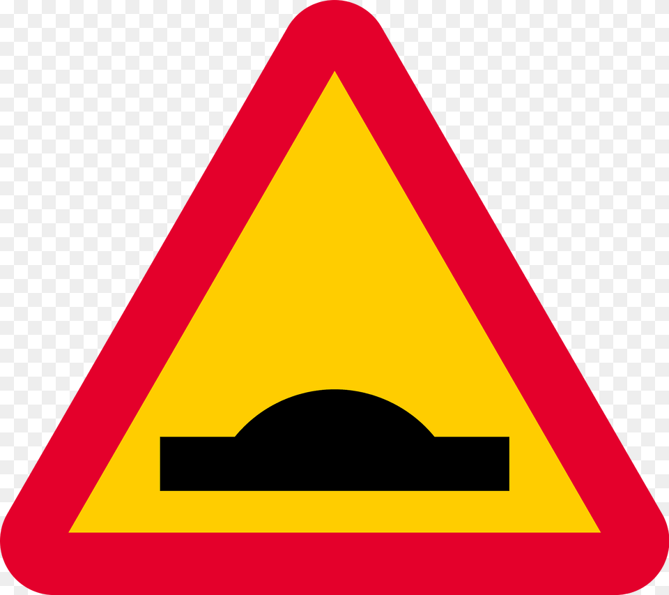 Road Hump Ahead Sign In Sweden Clipart, Symbol, Road Sign, Dynamite, Weapon Free Transparent Png