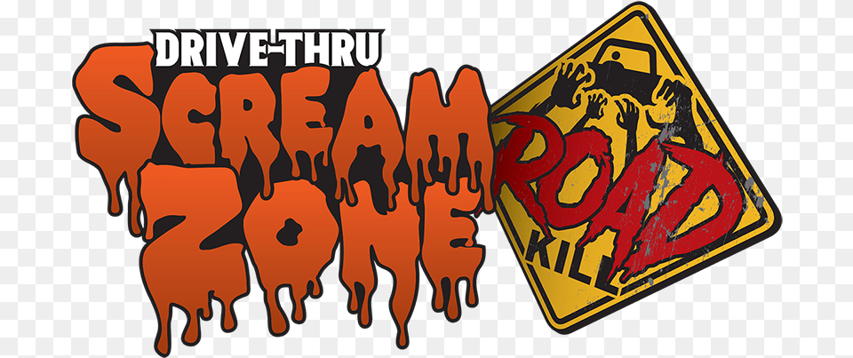 Road Kill Del Mar Scream Zone, Sign, Symbol, Person Free Png Download