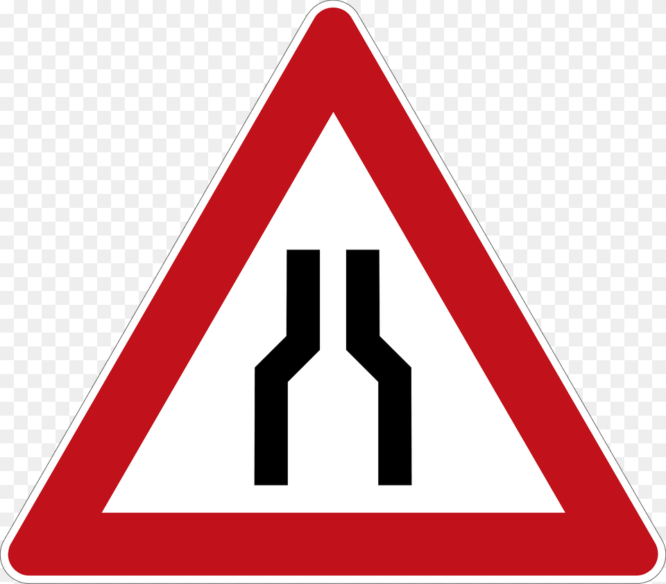Road Narrowing Clipart, Sign, Symbol, Road Sign Free Png Download