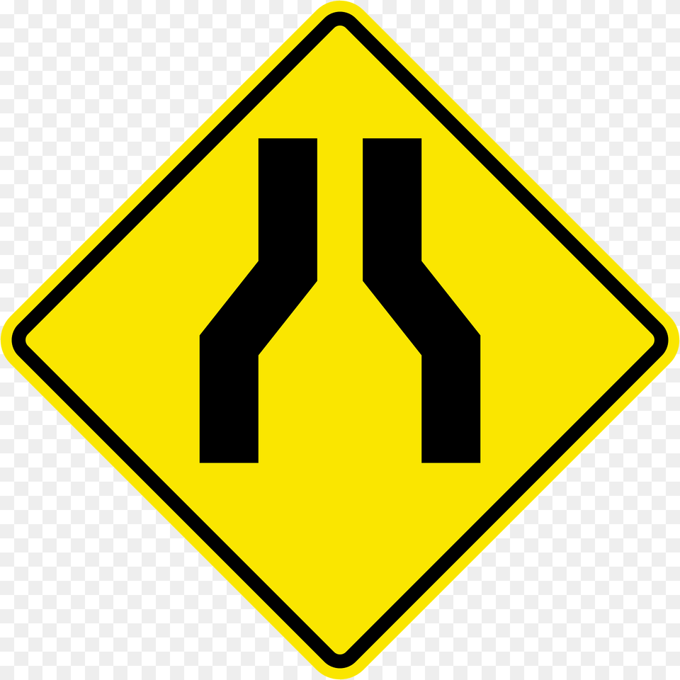 Road Narrows Ahead Sign In Jamaica Clipart, Road Sign, Symbol Free Transparent Png