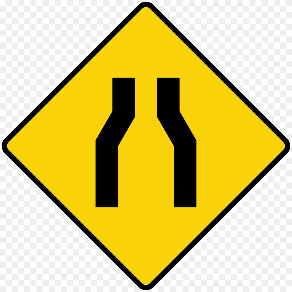 Road Narrows Ahead Sign In Liberia Clipart, Road Sign, Symbol Free Png