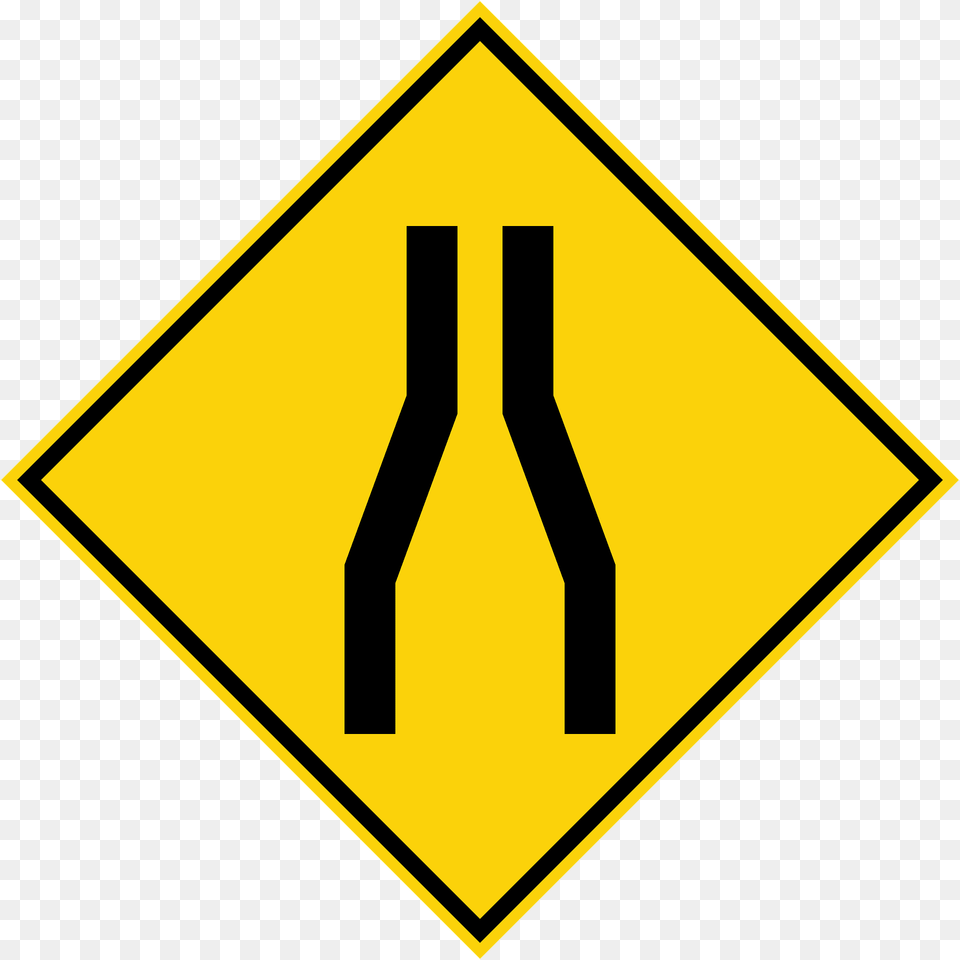 Road Narrows Ahead Sign In Malaysia Clipart, Symbol, Road Sign Png Image