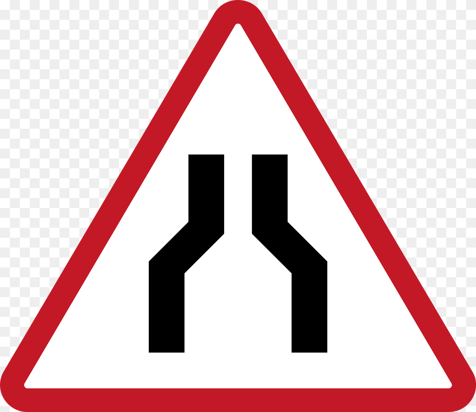 Road Narrows Ahead Sign In Philippines Clipart, Symbol, Road Sign Free Png Download