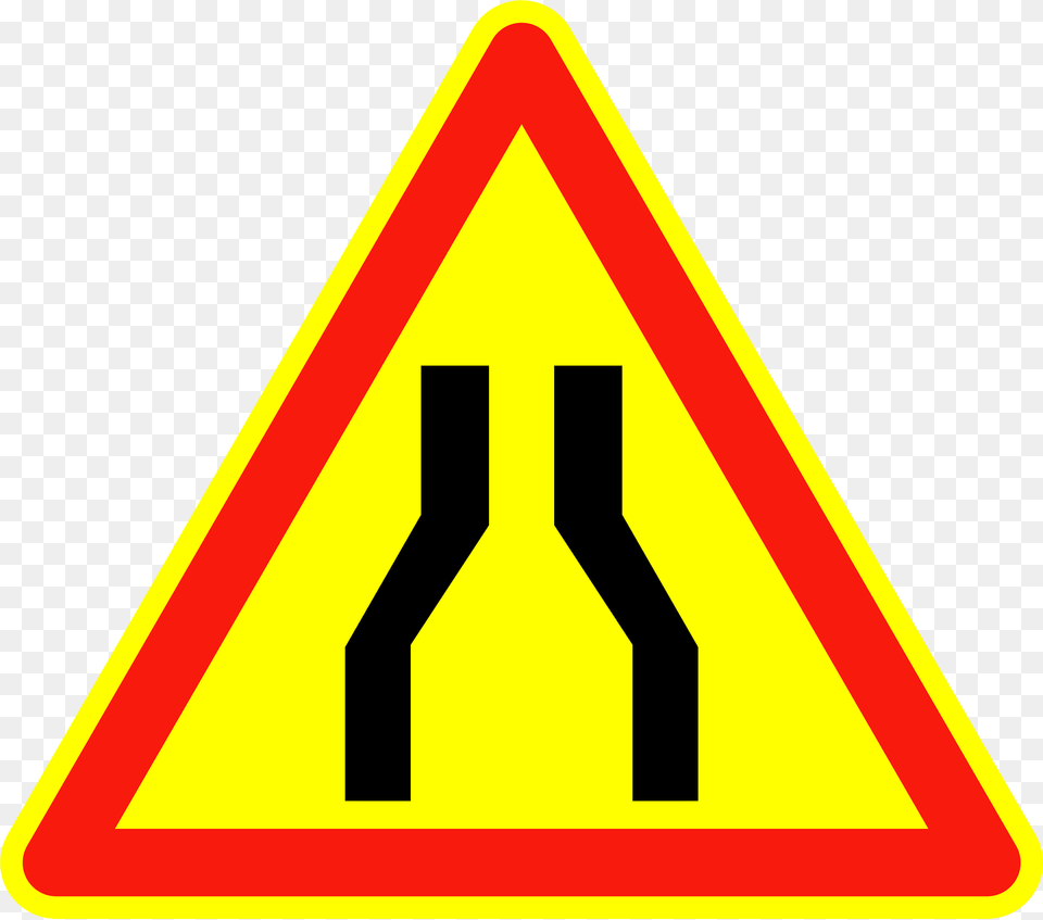 Road Narrows Clipart, Sign, Symbol, Road Sign, Dynamite Png Image