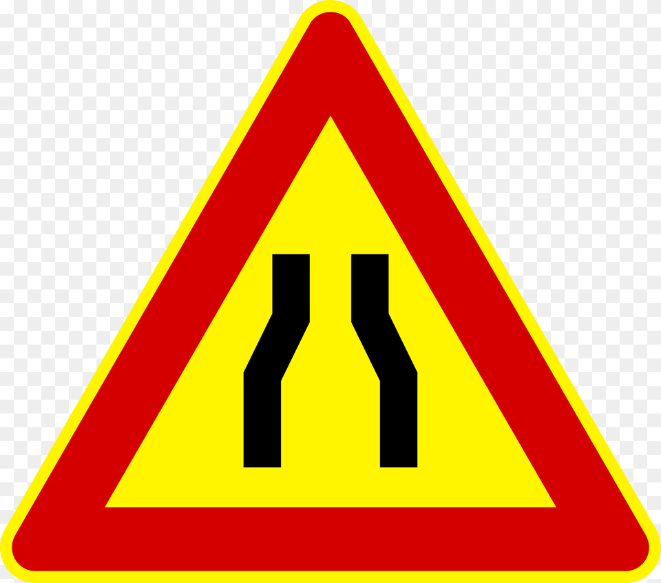 Road Narrows Clipart, Sign, Symbol, Road Sign Free Transparent Png