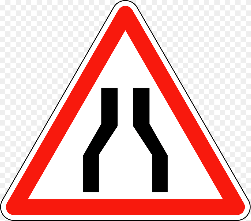 Road Narrows Clipart, Sign, Symbol, Road Sign Free Png Download