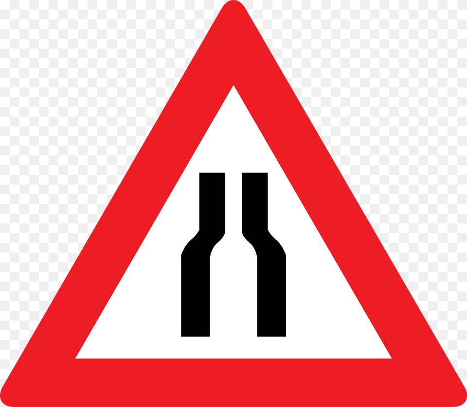 Road Narrows On Both Sides Sign In Austria Clipart, Symbol, Road Sign Free Png Download