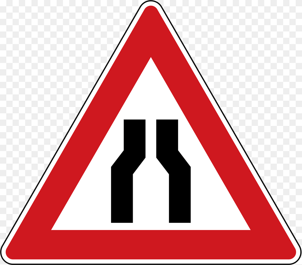 Road Narrows On Both Sides Sign In Czech Republic Clipart, Symbol, Road Sign Free Png