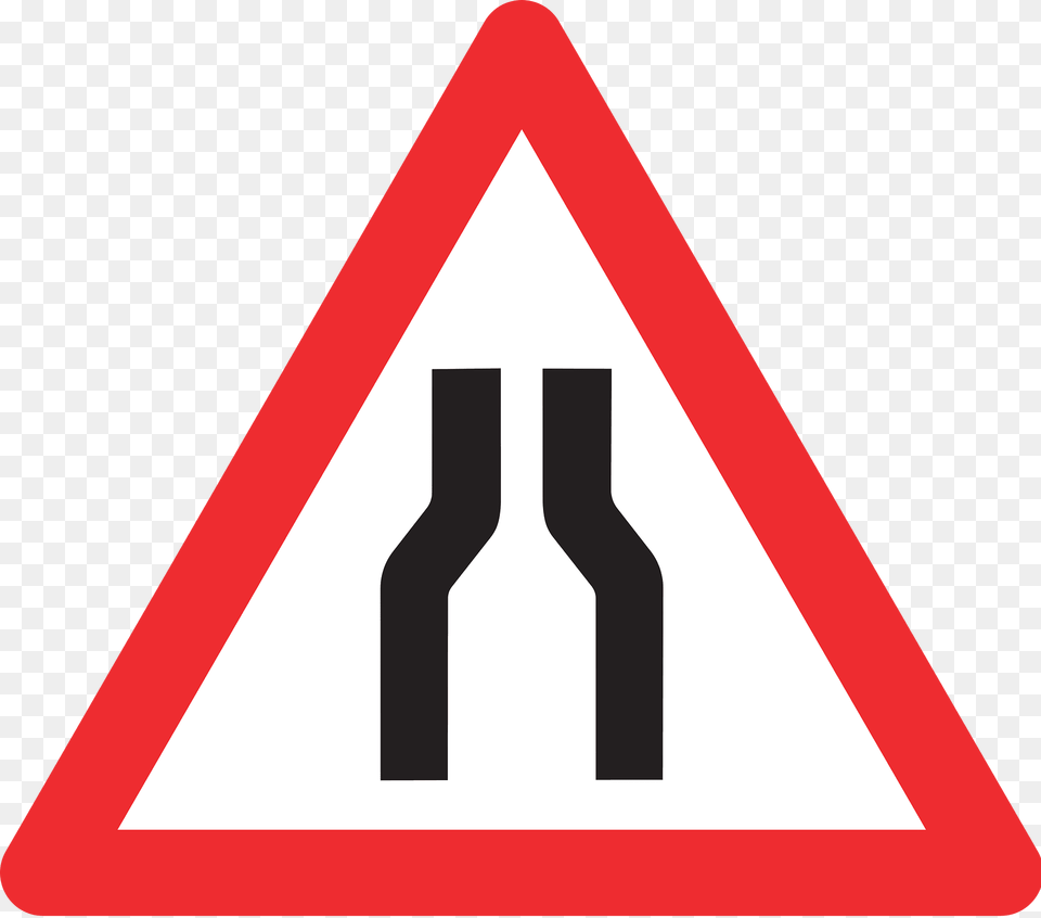 Road Narrows On Both Sides Sign In Switzerland Clipart, Symbol, Road Sign Png Image