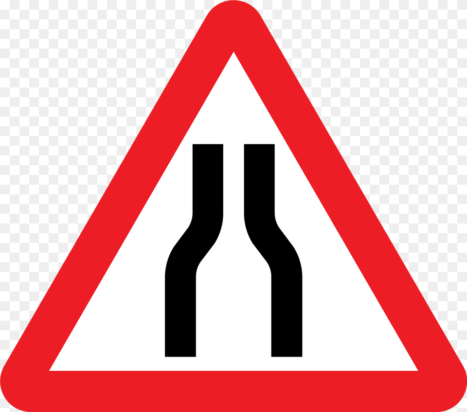Road Narrows On Both Sides Sign In Uk Clipart, Symbol, Road Sign, Dynamite, Weapon Free Png Download