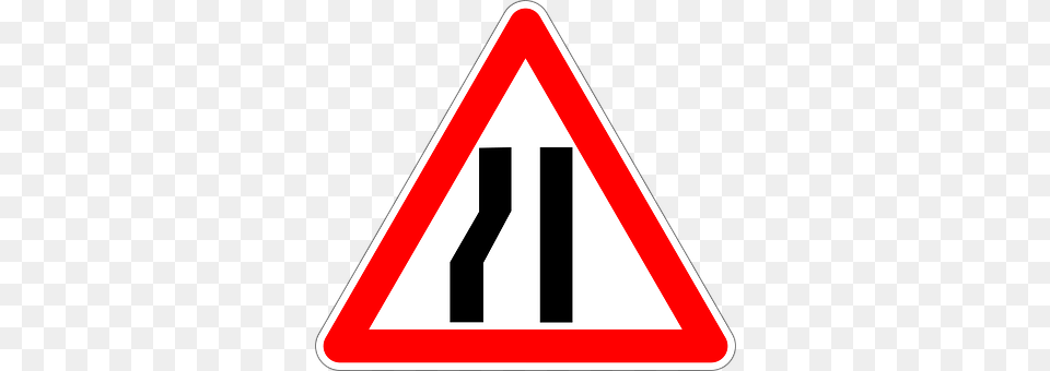 Road Narrows On Left Sign, Symbol, Road Sign, Dynamite Png Image