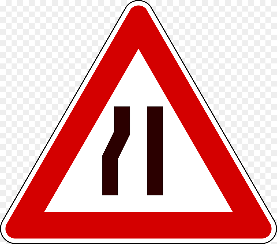 Road Narrows On Left Clipart, Sign, Symbol, Road Sign Png