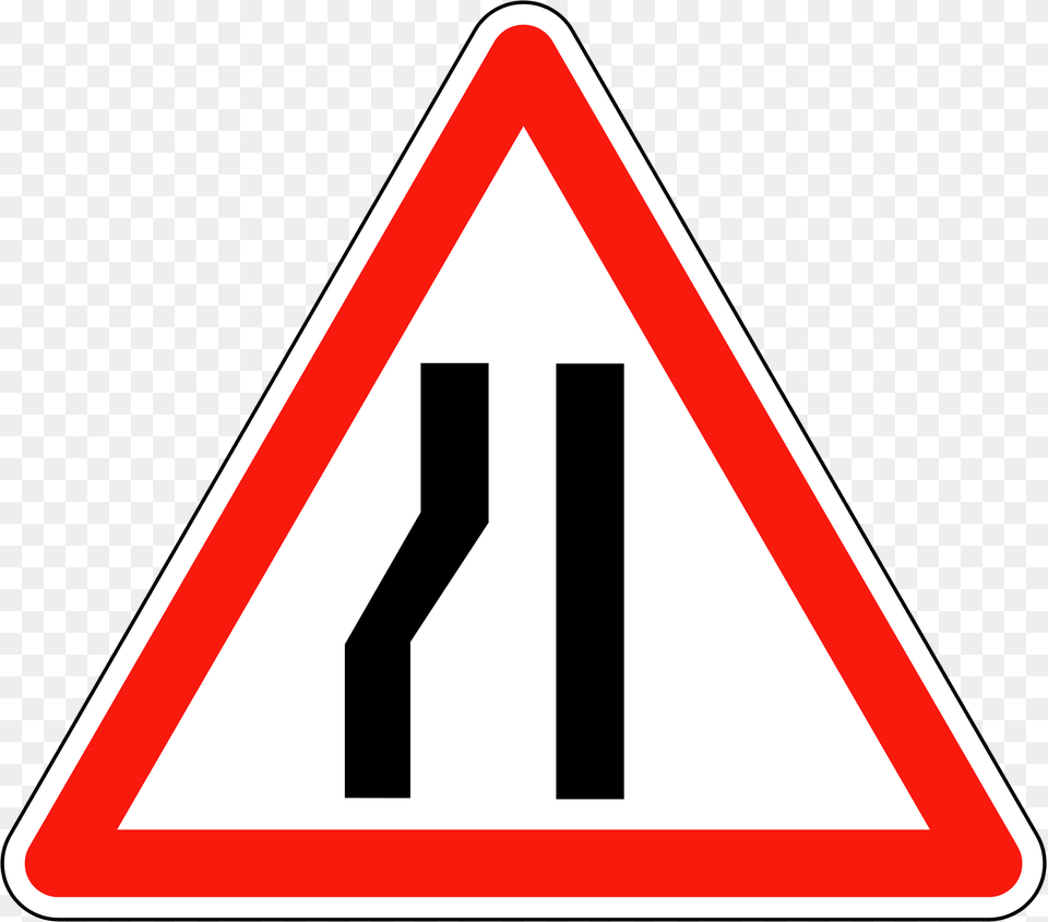 Road Narrows On Left Clipart, Sign, Symbol, Road Sign Png