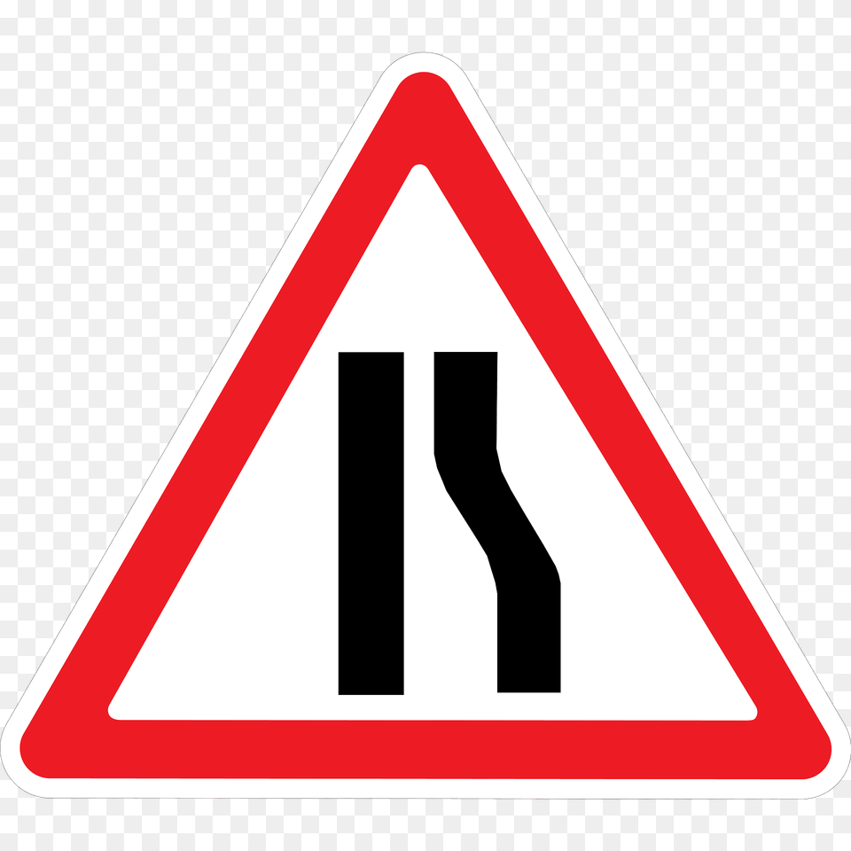 Road Narrows On One Side Sign In Ukraine Clipart, Symbol, Road Sign, Smoke Pipe Free Png Download