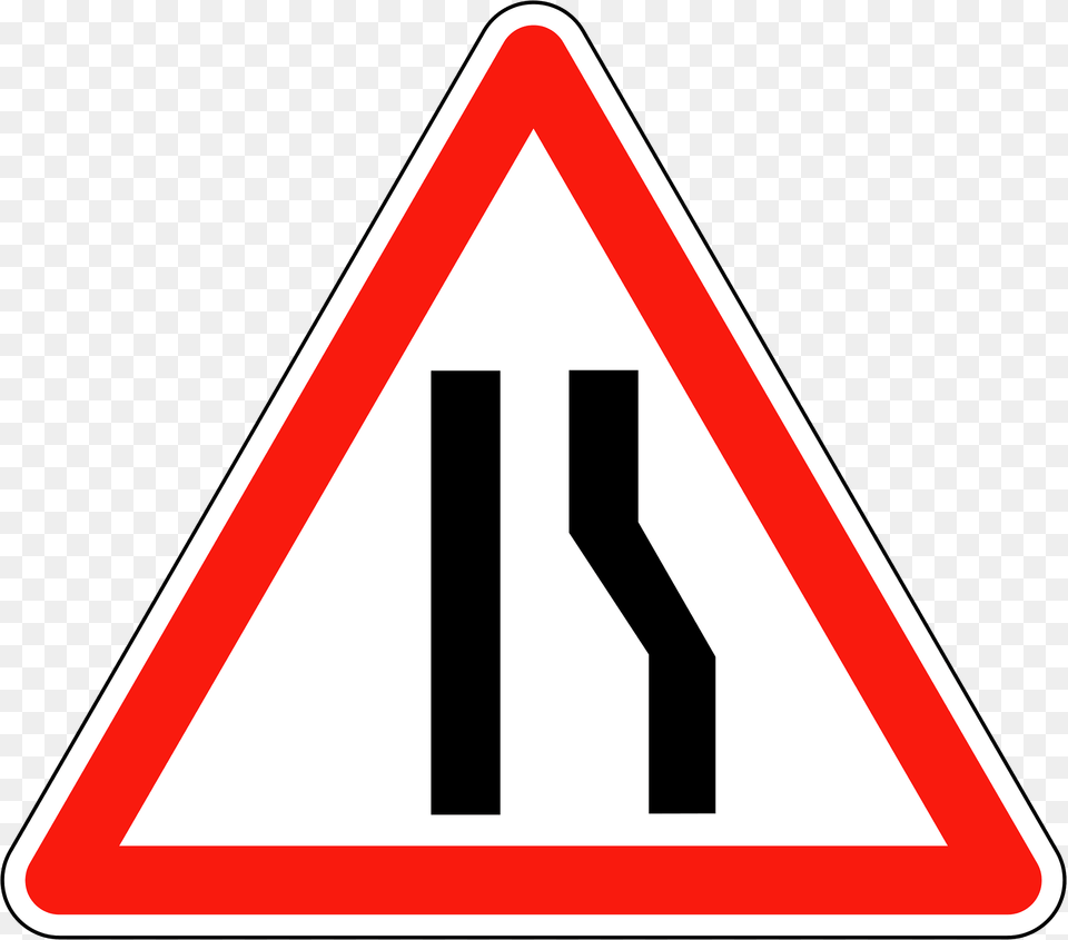 Road Narrows On Right Clipart, Sign, Symbol, Road Sign Free Png Download