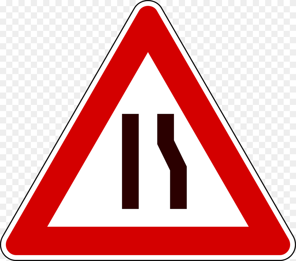 Road Narrows On Right Clipart, Sign, Symbol, Road Sign, Dynamite Free Png Download