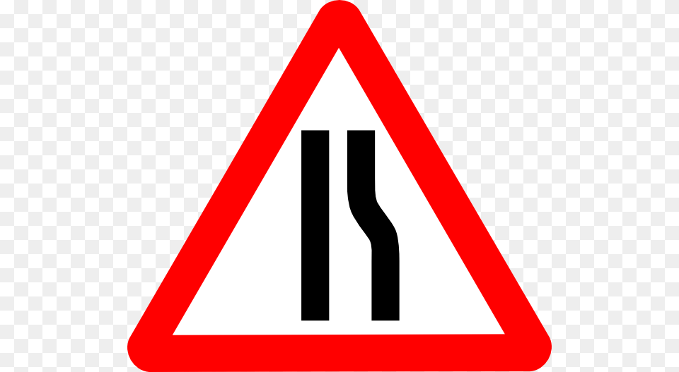 Road Narrows Sign Clip Art, Symbol, Road Sign Free Png