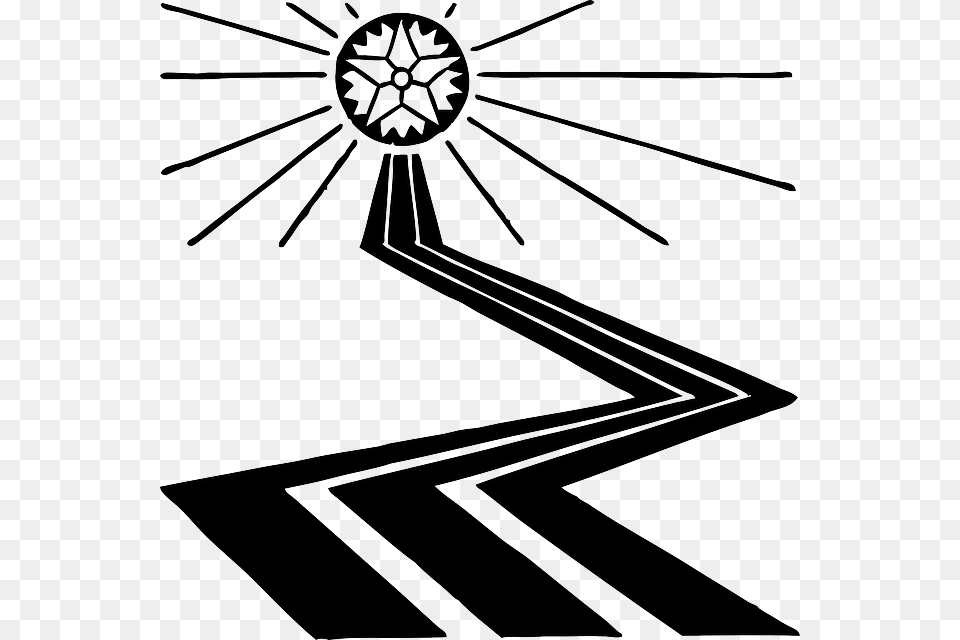 Road Path Black And White Sun Light Rays Star Path Clipart, Tarmac, Zebra Crossing, Architecture, Building Png