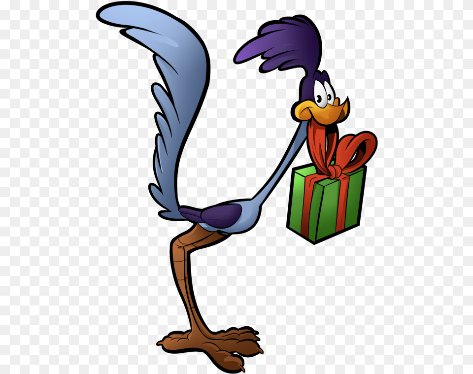 Road Runner Holding Christmas Present Looney Tunes Road Runner And Coyote, Cartoon, Animal, Fish, Sea Life Free Png