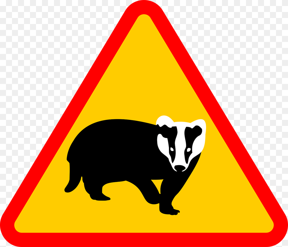 Road Sign Note Badger Sign Warning Marking Badger Warning Sign, Symbol, Animal, Bear, Mammal Png