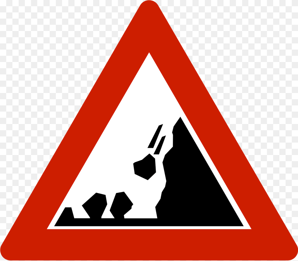 Road Signs Falling Rocks, Sign, Symbol, Road Sign, Triangle Free Png