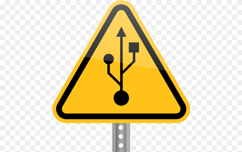 Road Warning Sign With Usb Symbol Svg Usb Symbol, Road Sign Free Png Download