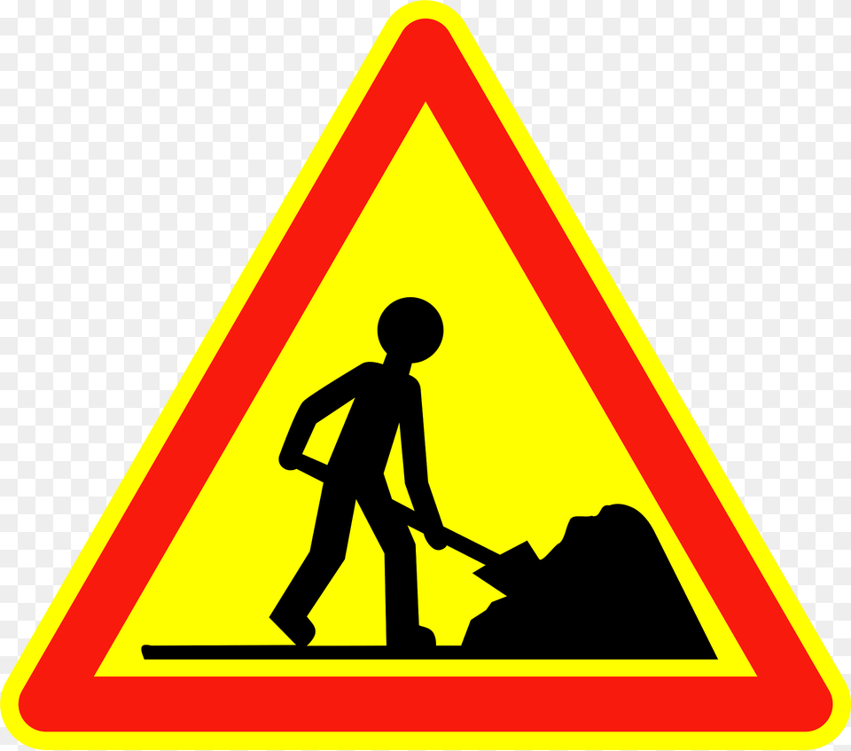 Road Works Clipart, Sign, Symbol, Boy, Child Png Image