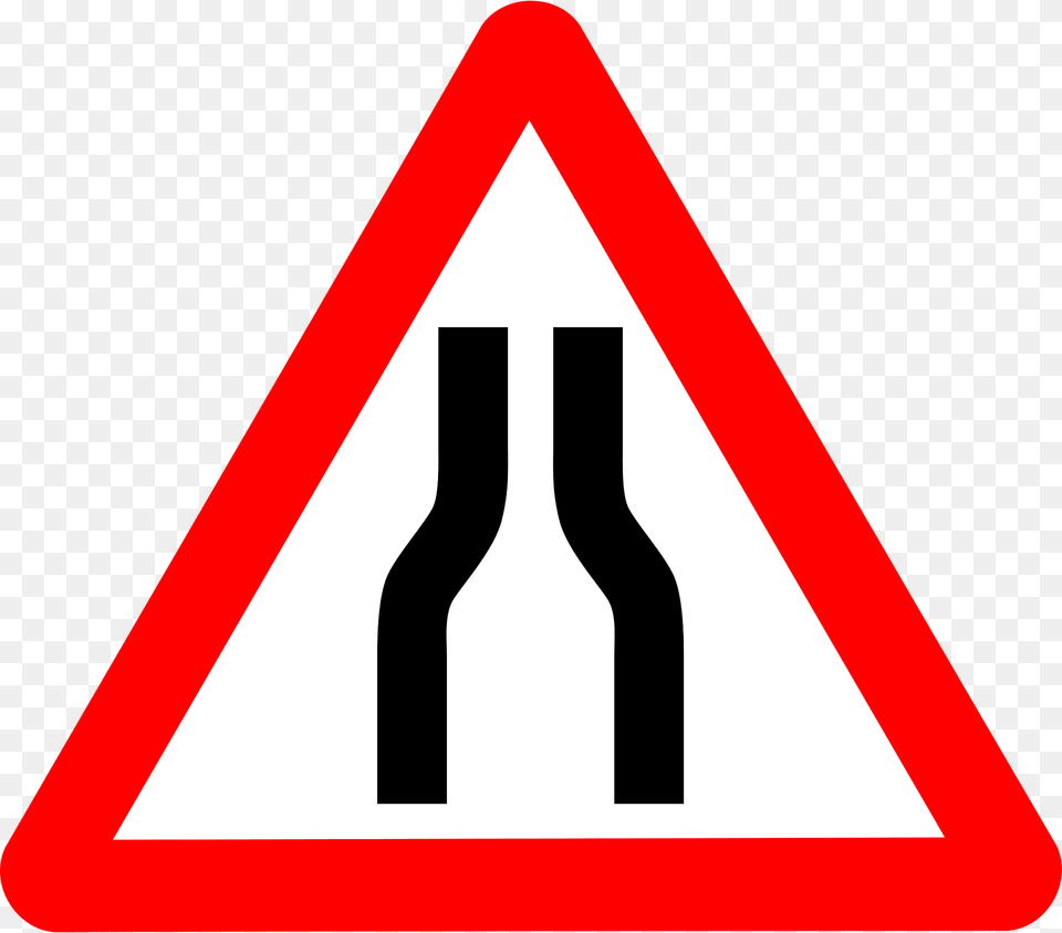 Roadign Narrows Both Clipart, Sign, Symbol, Road Sign Free Transparent Png