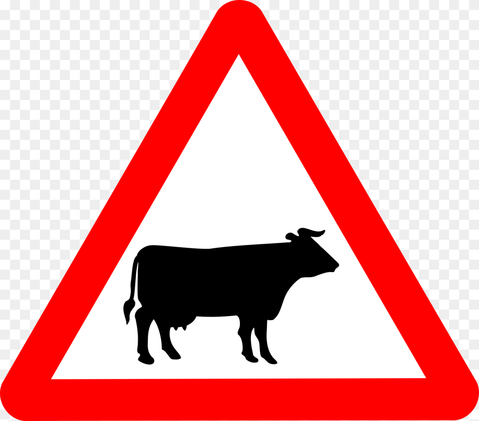 Roadsign Cattle Clip Arts Road Signs For Animals, Sign, Symbol, Animal, Cow Free Png Download