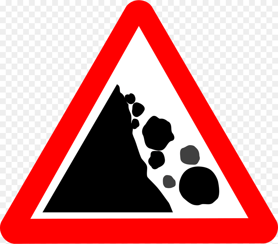 Roadsign Falling Rocks Clipart, Sign, Symbol, Triangle, Road Sign Free Png Download